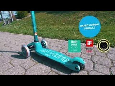 Micro Kickboard Maxi Deluxe Foldable LED Scooter - Berry Red